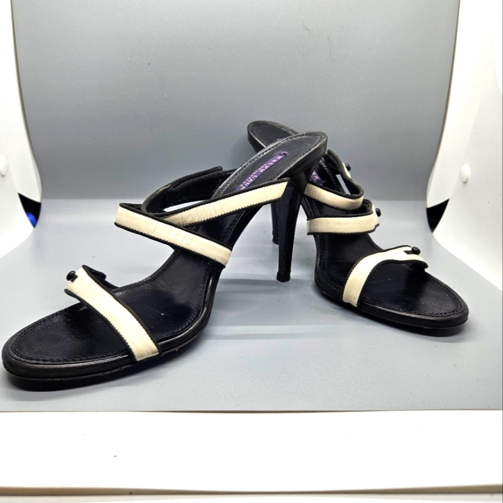 Ralph Lauren Collection  Leather Open Toe Strappy Dress Sandals